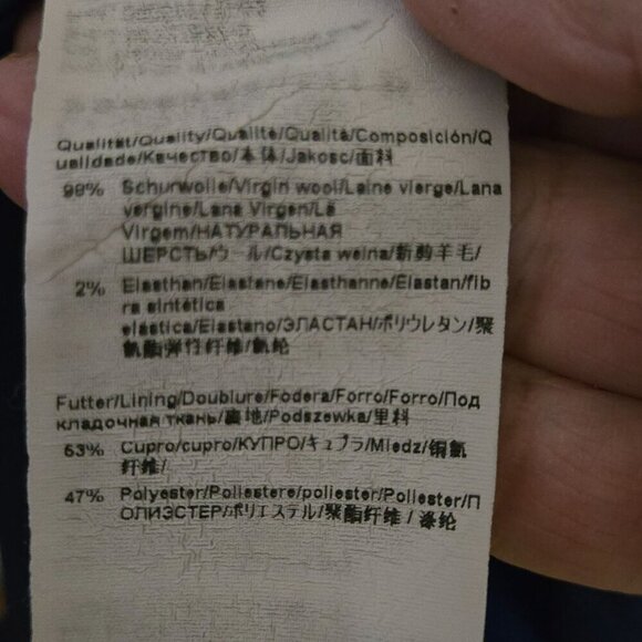 Hugo Boss Navy Virgin Wool Blend Gold Ring Detail Designer Sheath Dress Size 6 - Picture 7 of 7